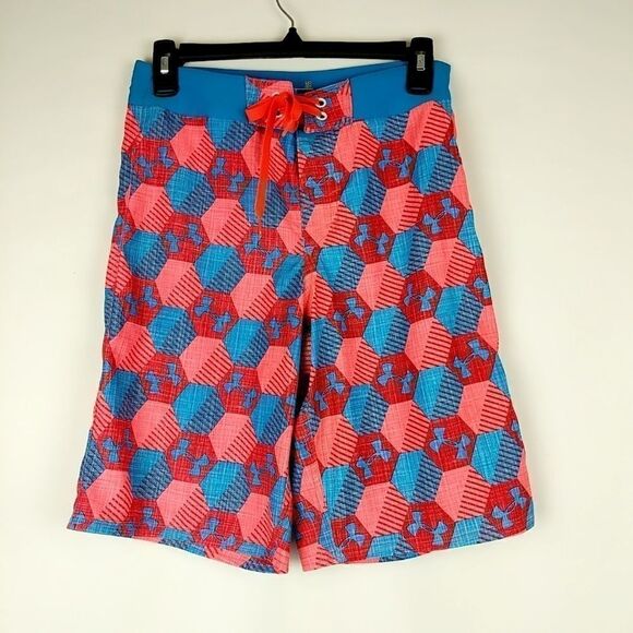Under Armour Pink Blue Mens Size 28 Boardshorts Lo - Picture 1 of 4